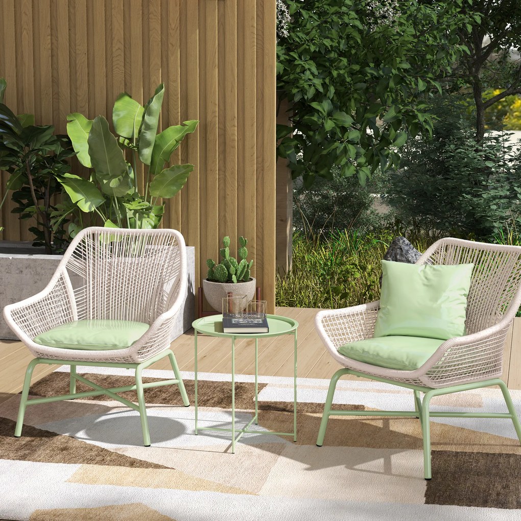 Outsunny Masă de grădină cu tavă detașabilă și picioare pliabile din oțel, Ø46x50 cm, verde | Aosom Romania