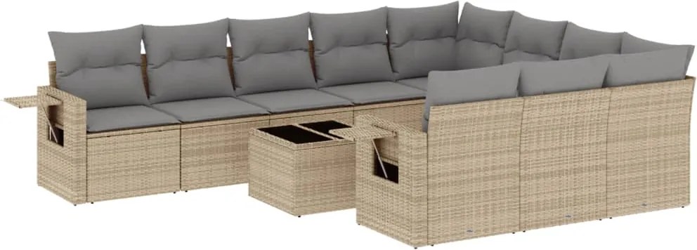 vidaXL Set canapele de grădină cu perne, 11 piese, bej, poliratan