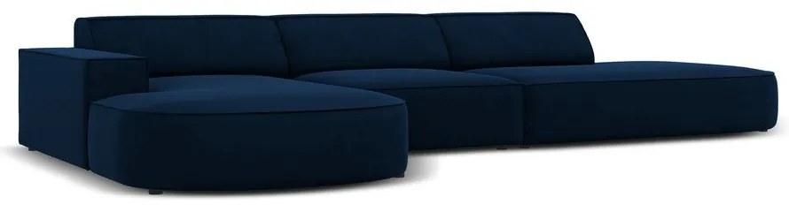 Colțar albastru cu tapițerie din catifea (cu șezlong pe partea stângă ) Jodie - Micadoni Home