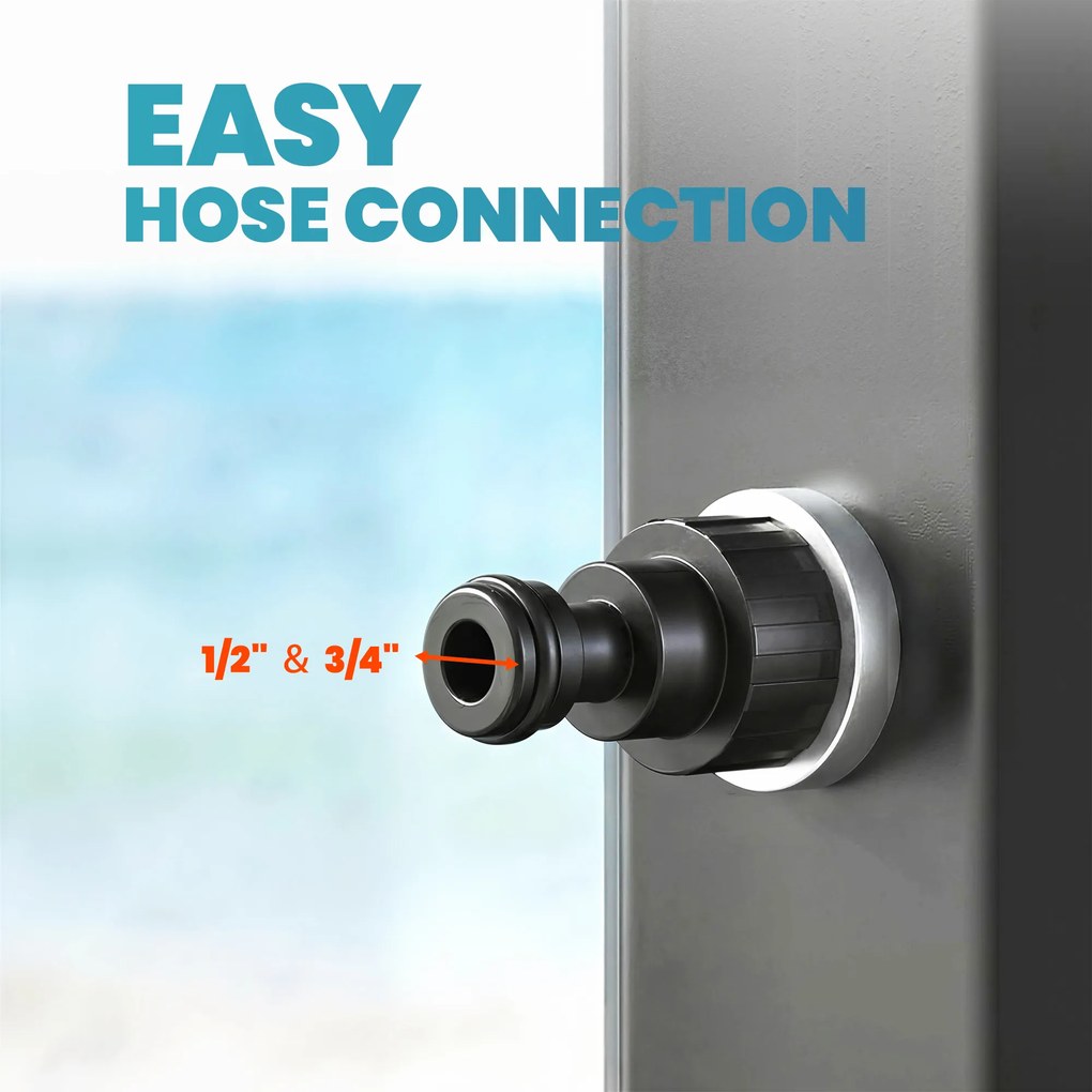 Outsunny Duș solar 60 L duș de grădină cu cap de ploaie reglabil, robinet, temperatură ajustabilă | Aosom Romania