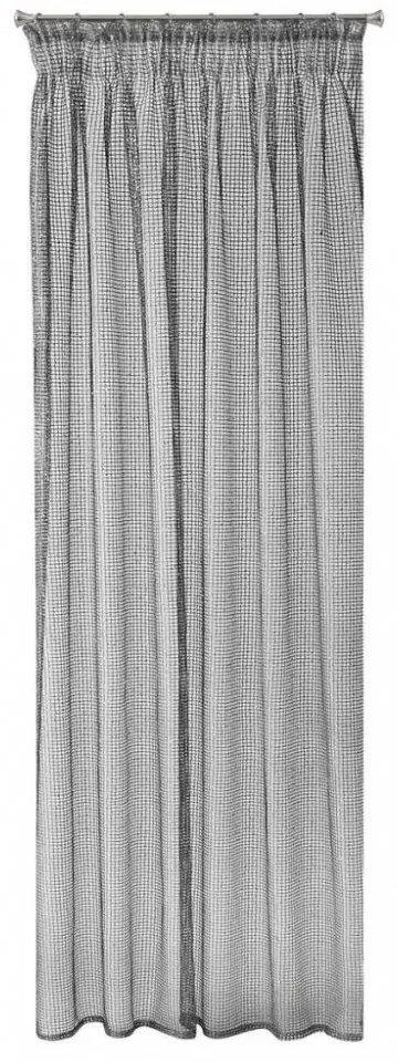 Draperie gri originală cu paiete și agățare pe bandă încreţită