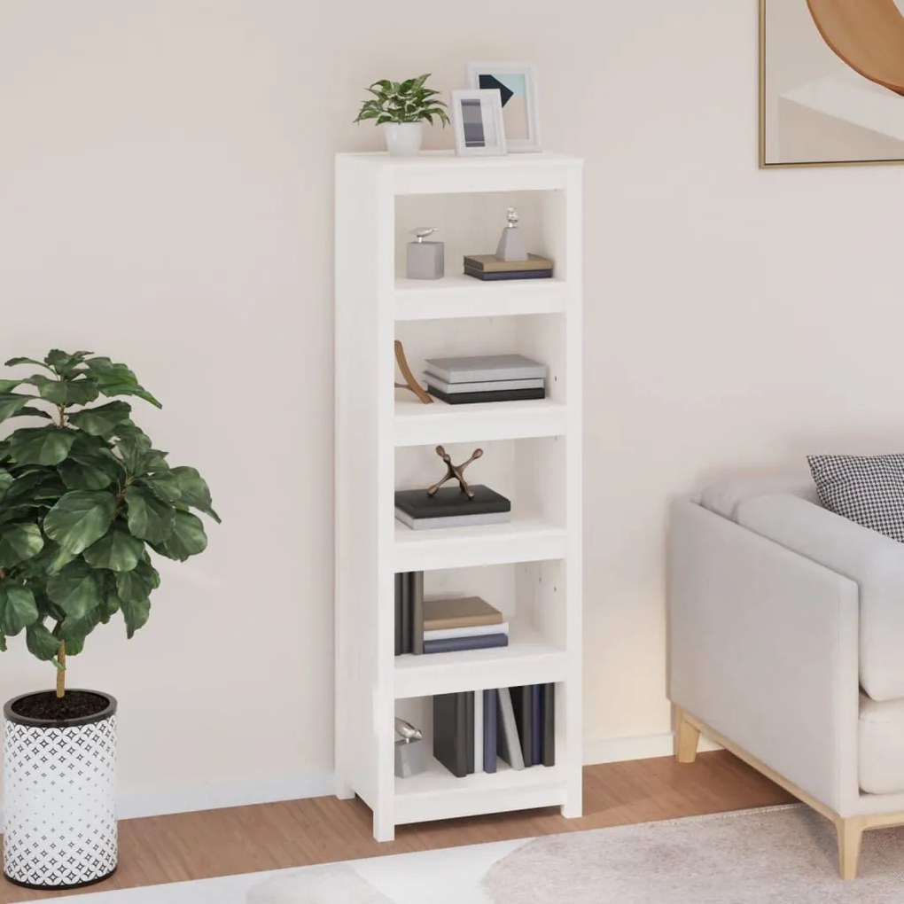 vidaXL Bibliotecă, alb, 50x35x154 cm, lemn masiv de pin