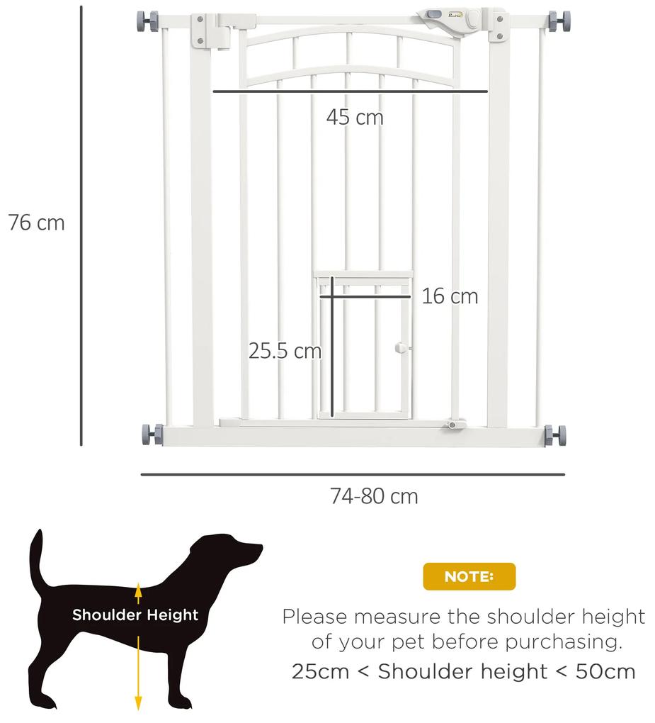 Uşa de siguranţă PawHut Pressure Fit , uşa pentru câini, bariere pentru animale de companie cu ușă mică pentru pisici, sistem de închidere automată