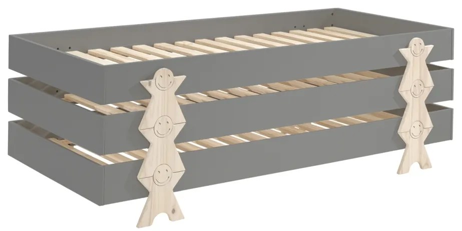 Set MODULO format din 3 Pat copii MODULO (90 x 200 cm) cu picioare Pat copii în formă de zâmbet.