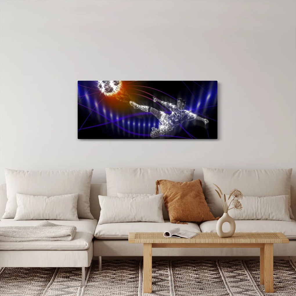 Tablou - Fotbaliști în săritură (120x50 cm)