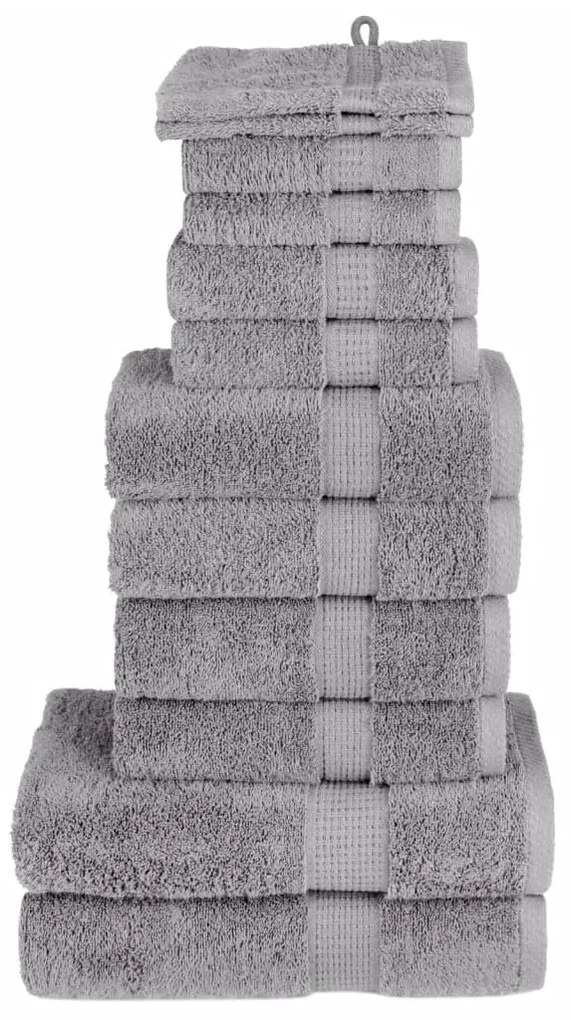 vidaXL Set de prosoape premium SOLUND, 12 piese, gri, 600 g/m²