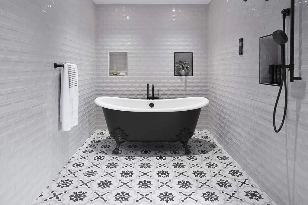 Baterie de podea negru, design elegant și modern – Perfectă pentru un interior contemporan.
