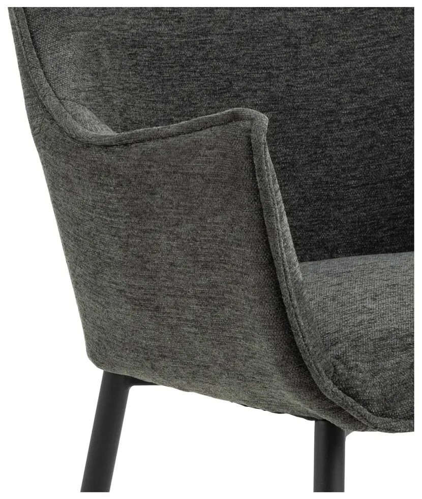 Scaun de sufragerie gri închis tapițat Bonita – Actona