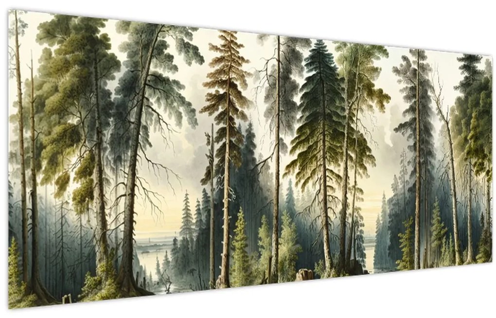 Tablou - Peisaj de epocă de păduri (120x50 cm)