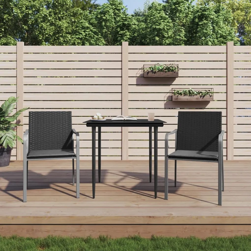 vidaXL Set mobilier de grădină cu perne, 3 piese, poliratan și oțel