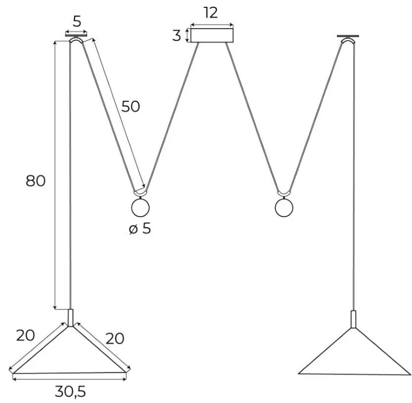 Lustra cu 2 pendule LED suspendate VULCANO II