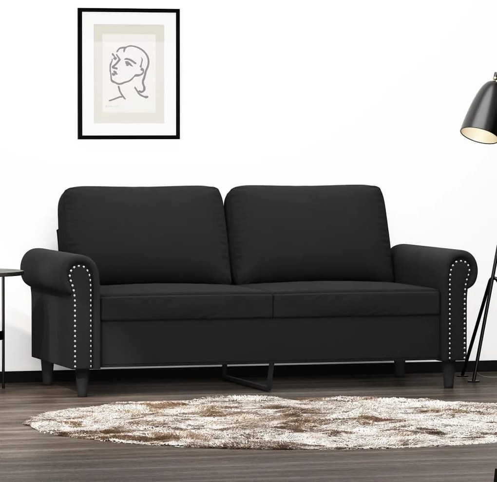 349162 vidaXL Canapea cu 2 locuri, negru, 140 cm, catifea