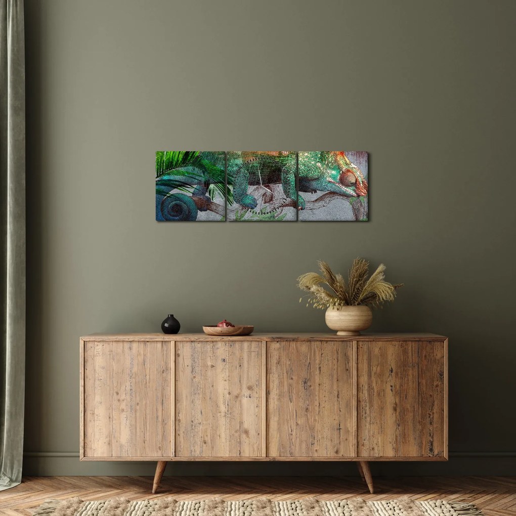 Tablou - Cameleon (cu ceas) (90x30 cm)