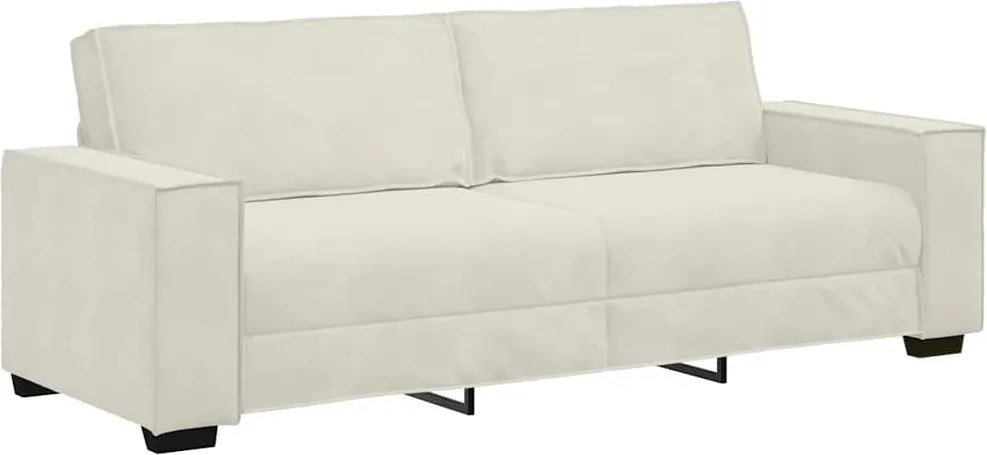 vidaXL Canapea cu 3 locuri, crem, 220x78x84 cm, catifea