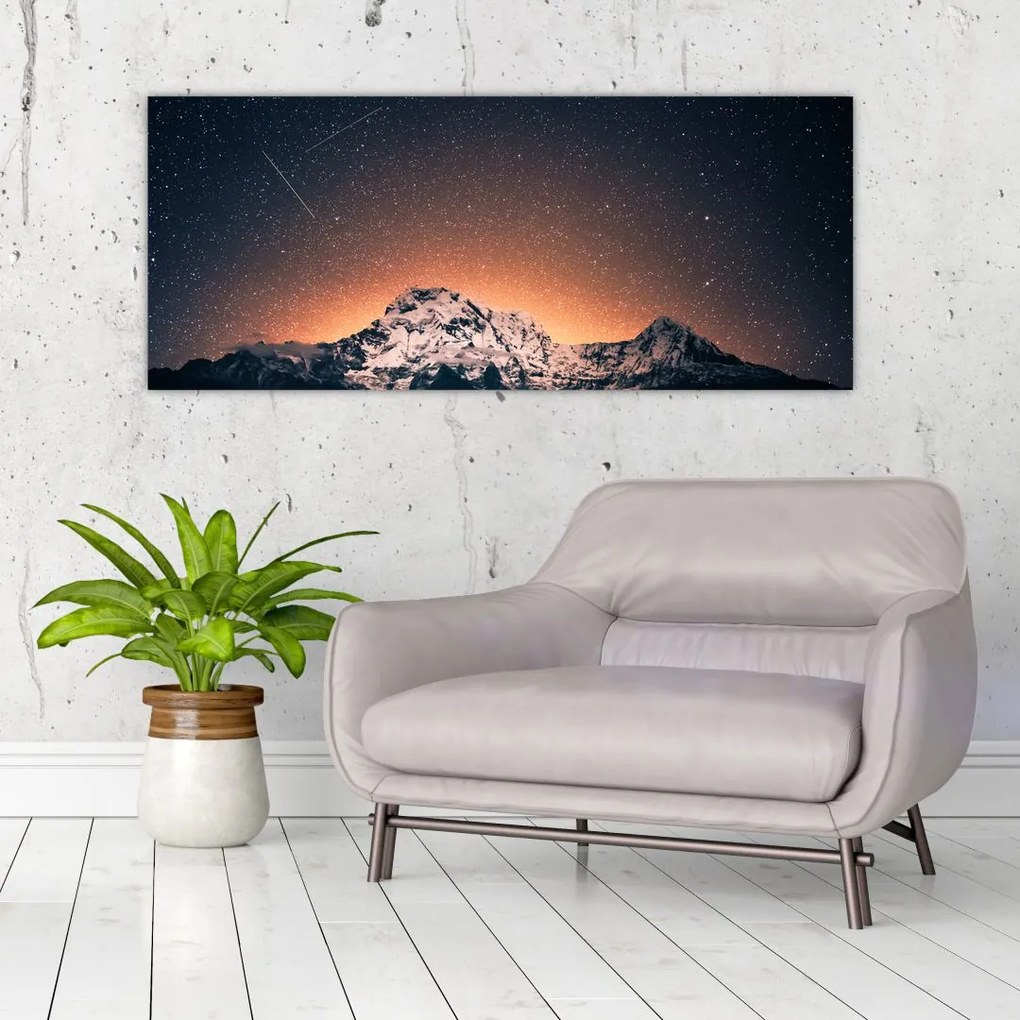 Tablou cu cerul nocturn și munți (120x50 cm)