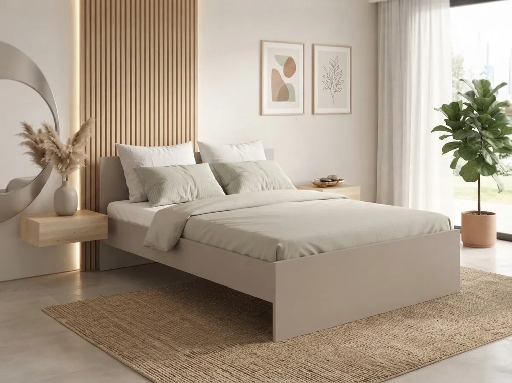 Pat ELISA 120 x 200 cm, casmiru bej Saltele: Cu saltele Deluxe 10 cm, Somiera pat: Cu lamele drepte
