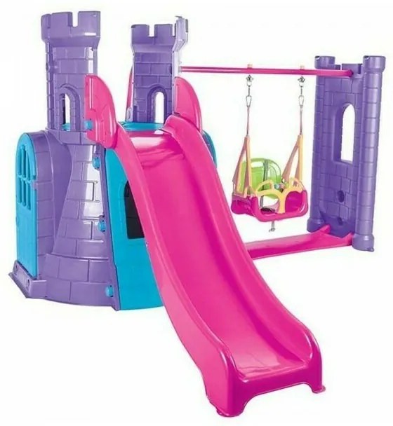 Centru de joaca Pilsan Castle Slide and Swing Set purple