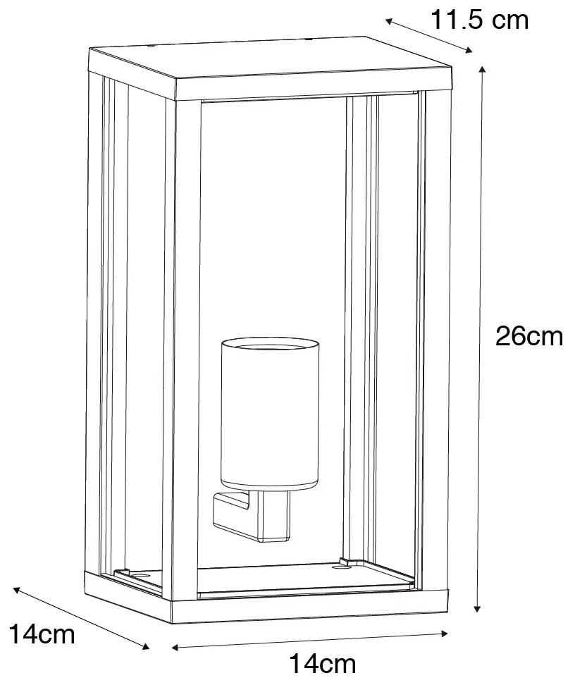 Lampă de perete inteligentă de exterior neagră cu sticlă canelată incl. WiFi A60 - Charlois