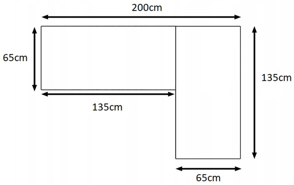Birou Verin colt drept, 200 cm, pe bază de metal cu panouri - stejar auriu / negru