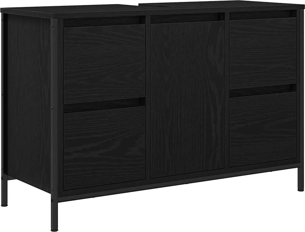 vidaXL Dulap pentru chiuvetă cu sertare Stejar negru 90x34,5x60 cm