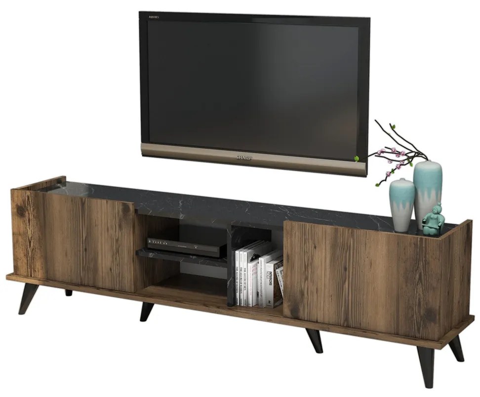 Masă TV Elegante Walnut Negru