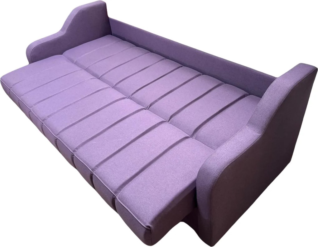 Canapea ALEX extensibila, 3 locuri, cu lada de depozitare, stofa mov, 220x90x90 - Copie Mov