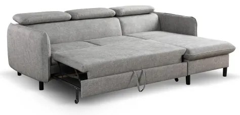 Colțar extensibil NISA, în formă de L, cu spațiu de depozitare, gri, pe partea dreaptă