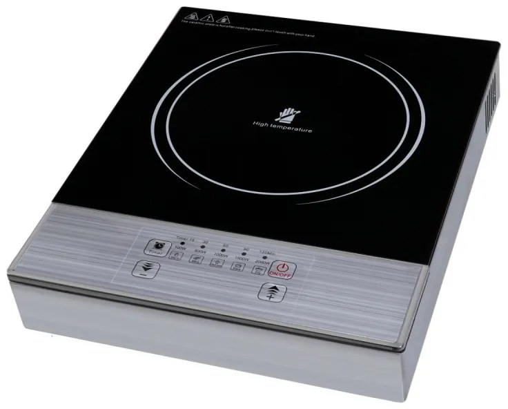 Plita cu infrarosu Elite EFP-1256B, 2200W, Control tactil, Afisaj LED, Timer, Negru/inox