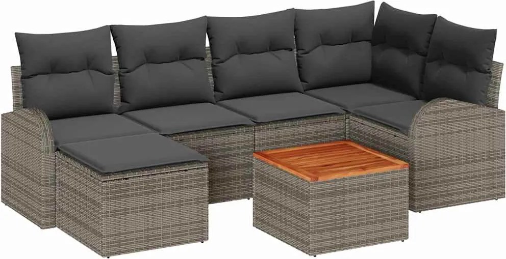 vidaXL Set de canapele pentru grădină 7 pcs Gri poliratan