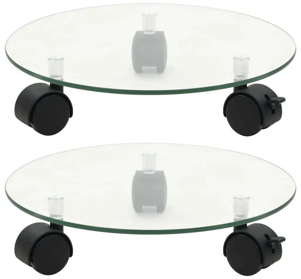 vidaXL Suport cu role pentru plante, 2 buc., 28 cm, sticlă, rotund