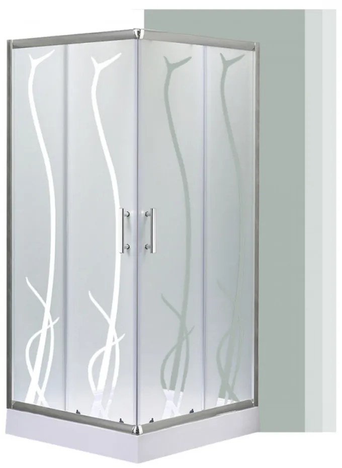 Cabină de duș pătrată Spirit BAMBOO 90x90, cu cădiță de duș acrilică armată