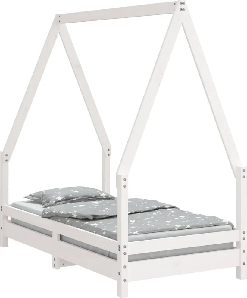 vidaXL Cadru de pat pentru copii, alb, 70x140 cm, lemn masiv de pin