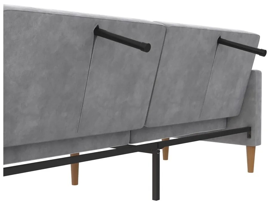 Canapea gri deschis extensibilă cu tapițerie din catifea 207 cm Lilly – Støraa