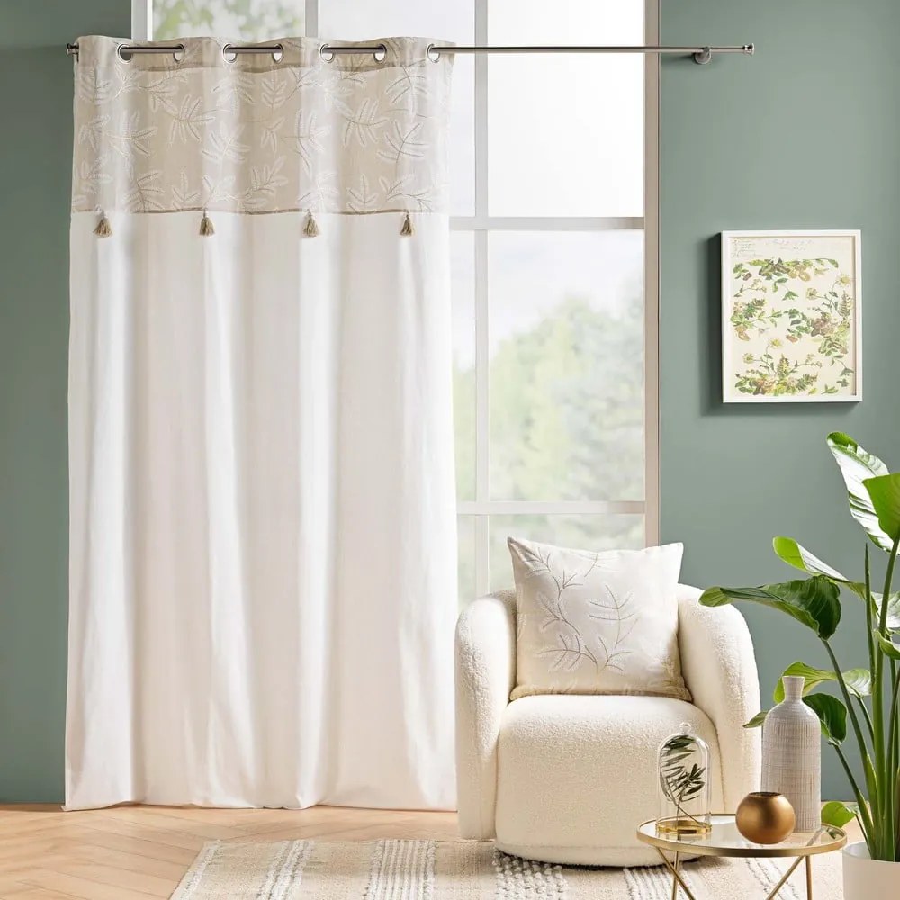 Draperie albă-bej din amestec de bumbac 140x240 cm Altea – douceur d'intérieur