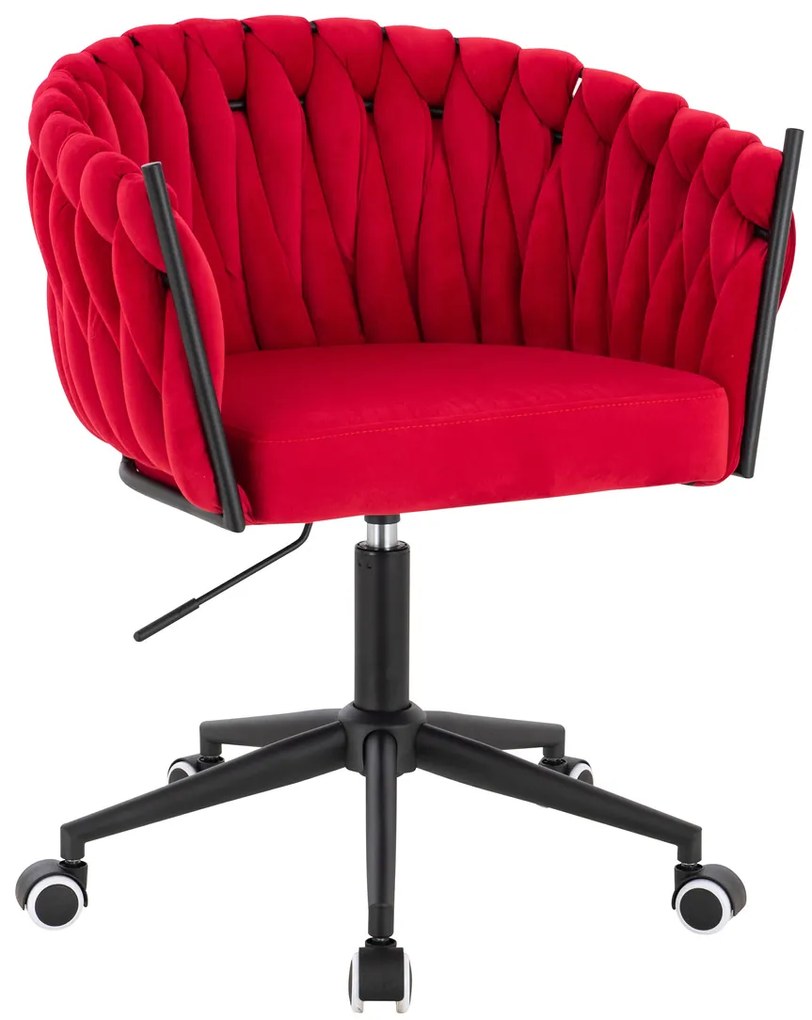 HR750K Scaun Roşu din Catifea cu Bază Neagră