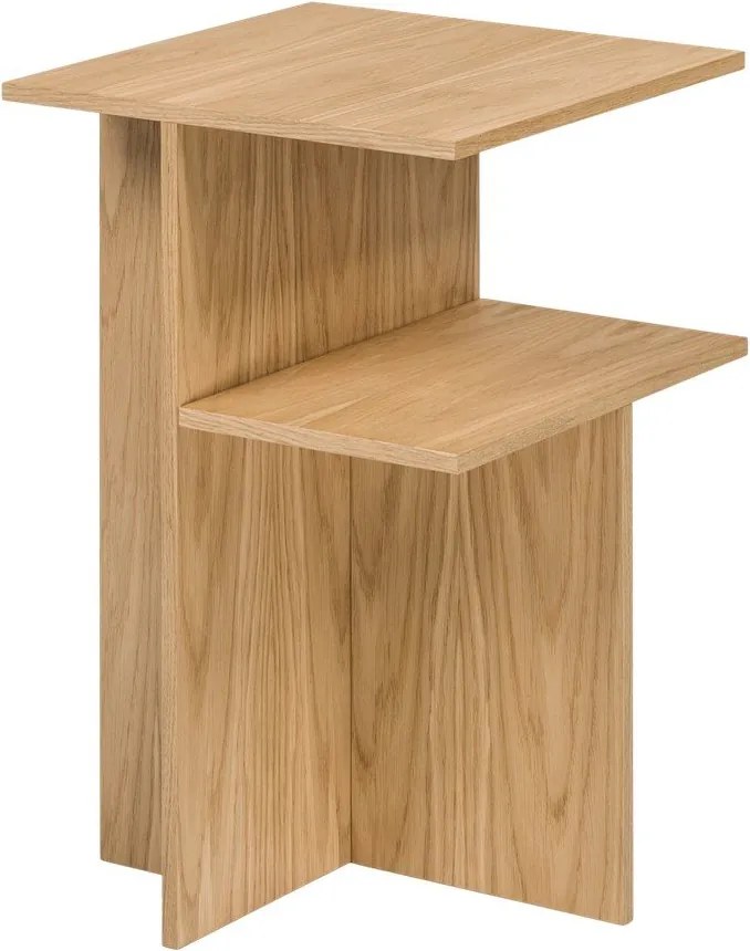 Noptieră în culoare naturală cu rafturi cu aspect de lemn de stejar Atik – noo.ma