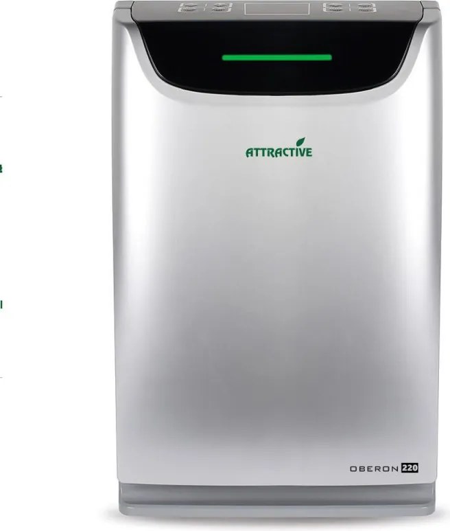 Purificator si umidificator de aer Oberon 220 HYBRID, 65 W, Pana la 40 m², 220 m³/h, 3 viteze, Ionizator, Timer, Sleep Mode, Argintiu