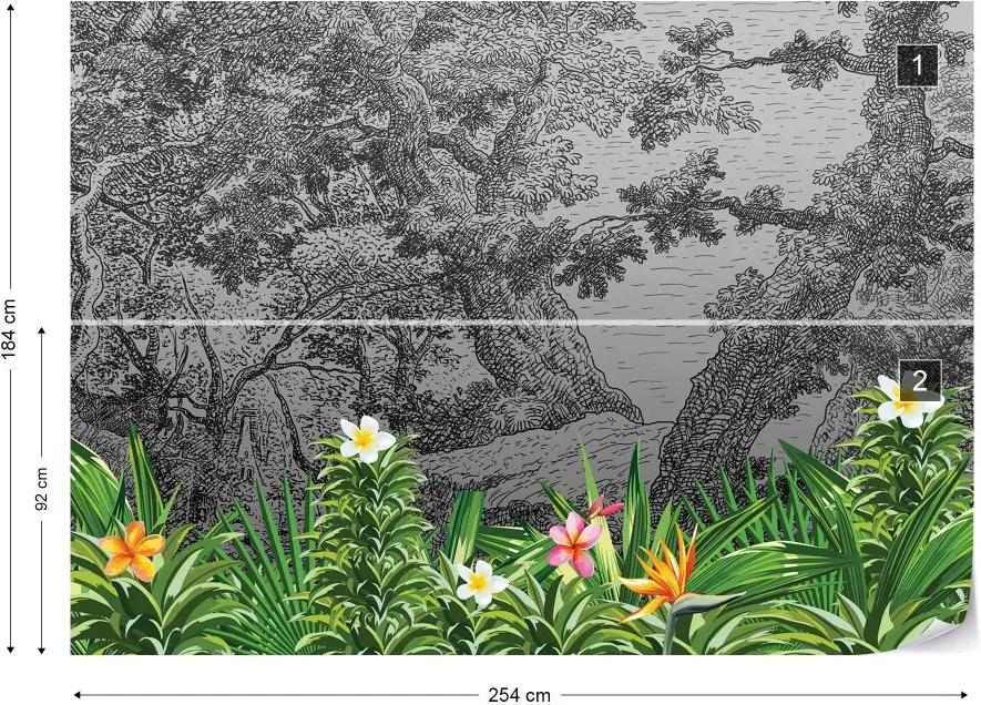 GLIX Fototapet - Vintage Floral Design Vliesová tapeta  - 254x184 cm