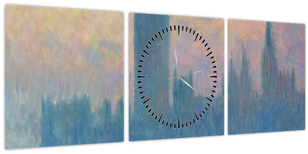 Tablou - Claude Monet, The Houses of Parliament, Sunset, reproducere (cu ceas) (90x30 cm)