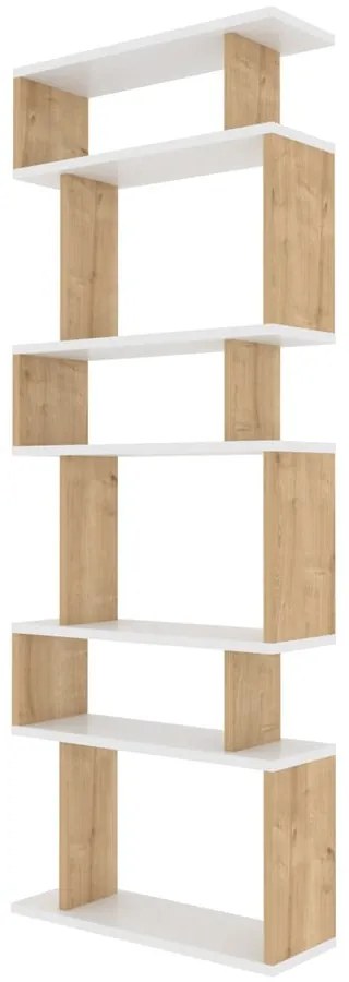 Bibliotecă albă/în culoare naturală cu aspect de lemn de stejar 60x160 cm Bates – Kalune Design