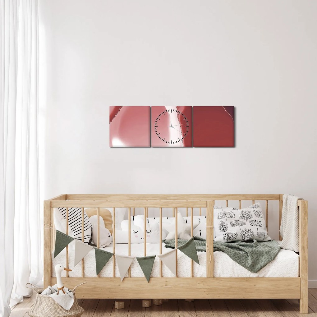 Tablou - Floare abstractă roșie N⁰3 (cu ceas) (90x30 cm)