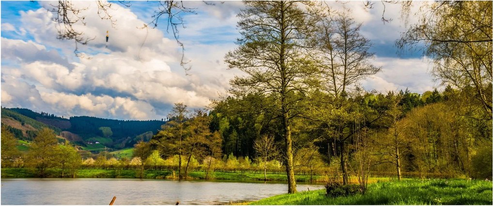 Tablou - Barcă pe lac (120x50 cm)