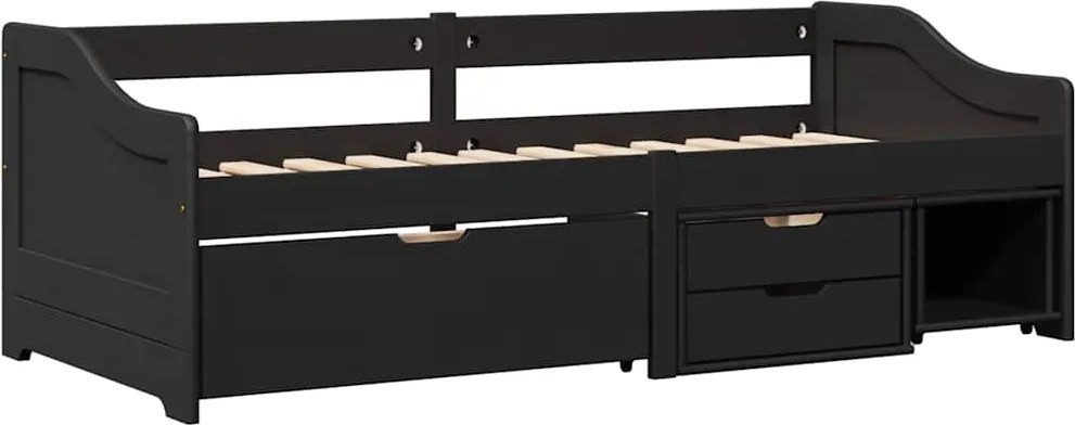 vidaXL Pat de zi cu 3 sertare fără saltea „IRUN” Negru 90x200 cm