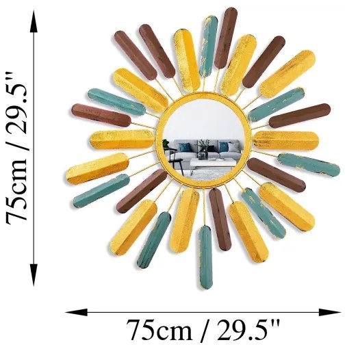 Oglindă de perete SUN d. 75 cm galben