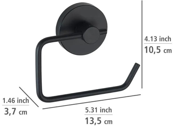 WENKO 24738100 - Suport pentru hârtie igienică VACUUM-LOC, rotund, negru, 13,5 x 10,5 cm