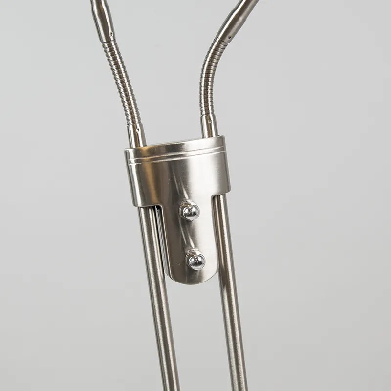 Lampă de podea modernă din oțel cu lampă de citit cu LED inclus - Eva