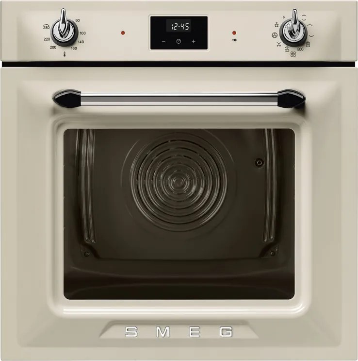 Cuptor incorporabil Smeg SOP6900TP, 3000 W, 68 l, Clasa A, 9 functii si 5 niveluri de gatit, Autocuratare, Timer, 30–280°C, Crem