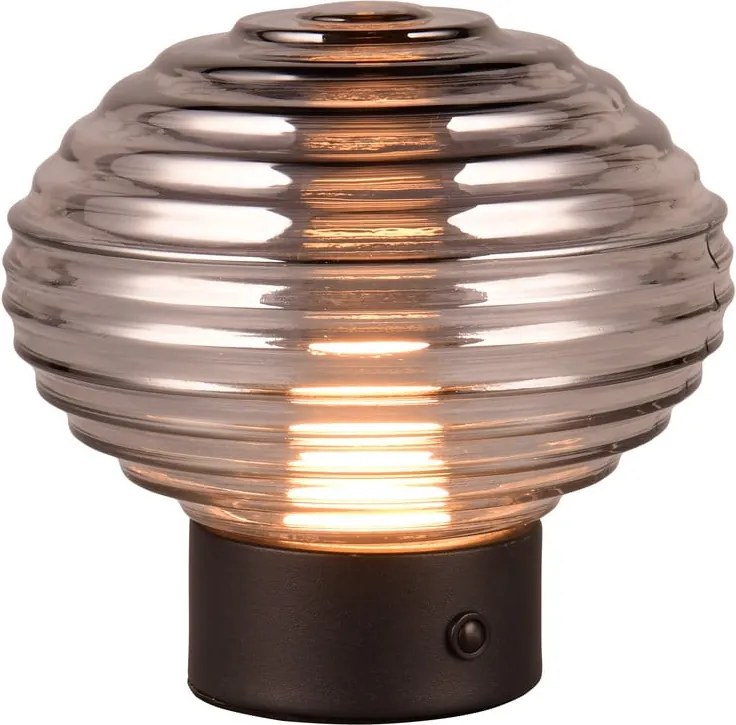 Veioză neagră/gri LED cu intensitate reglabilă cu abajur din sticlă (înălțime 14,5 cm) Earl – Reality