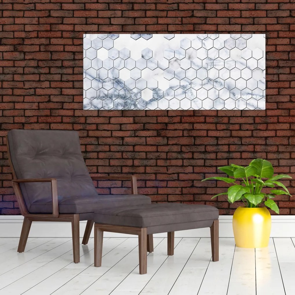 Tablou - Hexagoane marmură (120x50 cm)