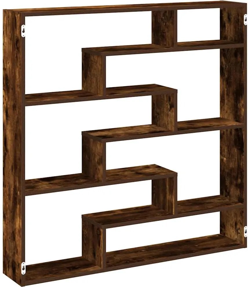 vidaXL Raft cubic perete 7 compartimente stejar fumuriu lemn prelucrat